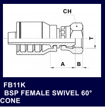 FB11K   BSP FEMALE SWIVEL 60 CONE