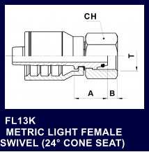 FL13K   METRIC LIGHT FEMALE SWIVEL (24 CONE SEAT)