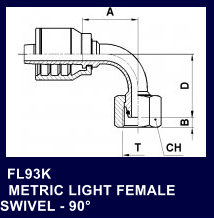 FL93K   METRIC LIGHT FEMALE SWIVEL - 90