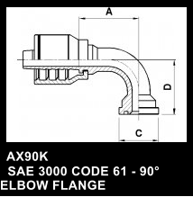 AX90K   SAE 3000 CODE 61 - 90 ELBOW FLANGE